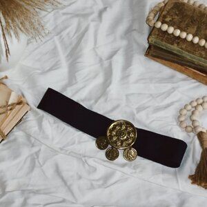 Ginger Propper Two Blondes New York Vintage 80's Elastic Belt in Navy Blue